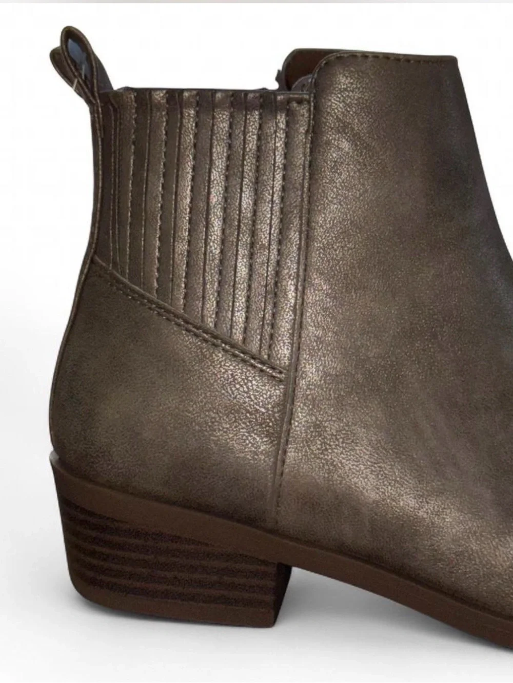 NWT Wonder Nation Girls Metallic Taupe Chelsea Ankle Boots Size 3